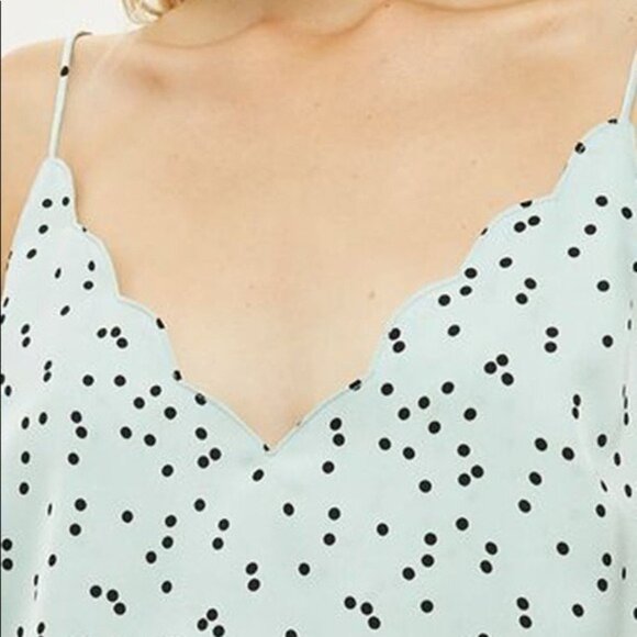 #12 Topshop | Scatter Spot Scallop Cami Top Mint SZ 10 - Picture 3 of 6
